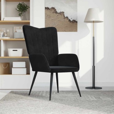 vidaXL Πολυθρόνα Relax Μαύρη Βελούδινη 61x70x96,5cm 1 τεμ.