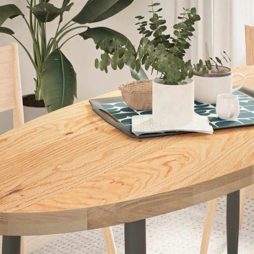 vidaXL Επιτραπέζια επιφάνεια 140x60x4cm από Μασίφ Ξύλο Δρυός Οβάλ