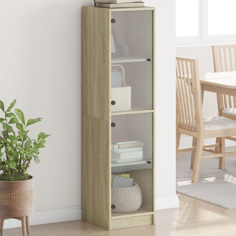 vidaXL Ντουλάπι Sonoma Δρυς 35x37x142cm με Γυάλινες Πόρτες 1 τεμ.