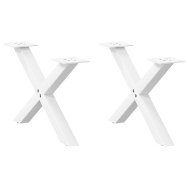 vidaXL Πόδια Τραπεζιού Σαλονιού σε Σχήμα Χ, 2 τεμ. Λευκά 60x(30-31)cm Ατσάλι