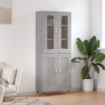 vidaXL Ντουλάπι Γκρι Sonoma 69,5x34x180cm Επεξεργασμένο Ξύλο 1 τεμ.