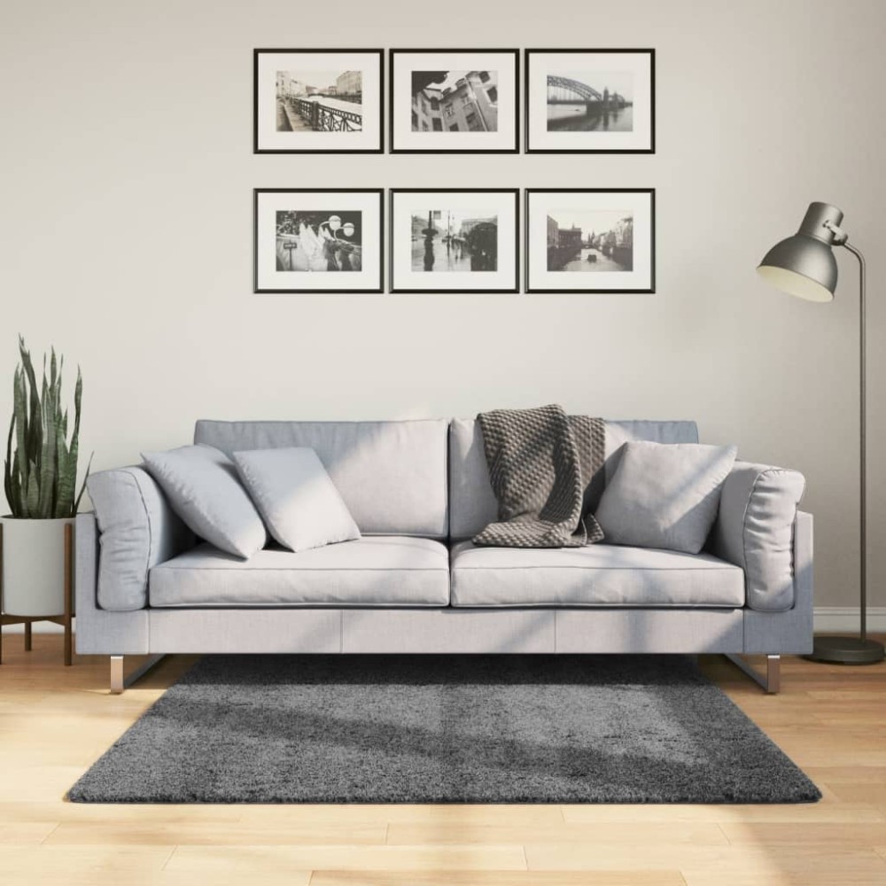 vidaXL Χαλί OVIEDO με Κοντό Πέλος Ανθρακί 120x120cm