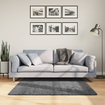 vidaXL Χαλί OVIEDO με Κοντό Πέλος Ανθρακί 120x120cm
