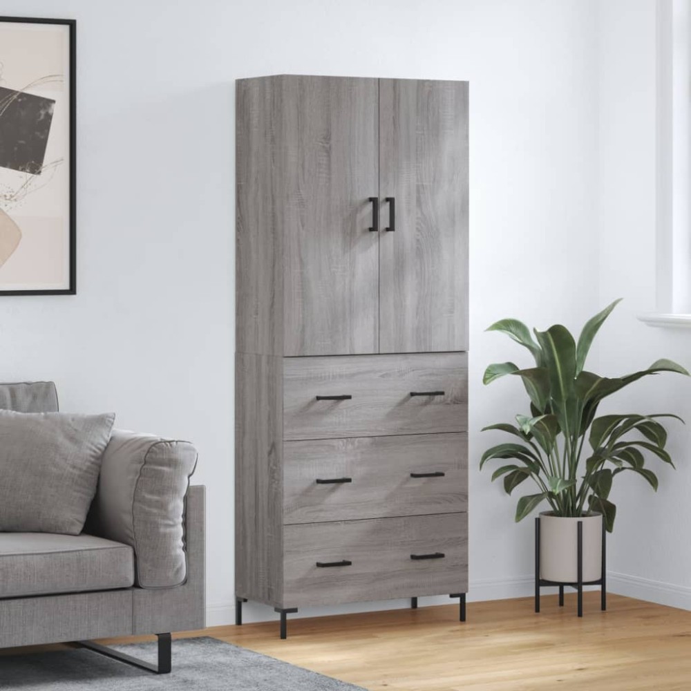 vidaXL Ντουλάπι Γκρι Sonoma 69,5x34x180cm Επεξεργασμένο Ξύλο 1 τεμ.