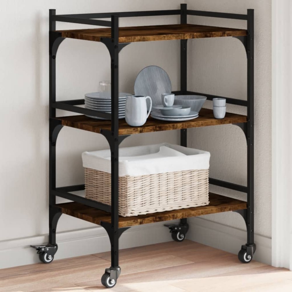 vidaXL Τρόλεϊ Κουζίνας Καπνιστή Δρυς 50x35x75,5cm Επεξεργασμένο Ξύλο 1 τεμ. vidaXL Τρόλεϊ Κουζίνας Καπνιστή Δρυς 50x35x75,5cm Επεξεργασμένο Ξύλο 1 τεμ.
