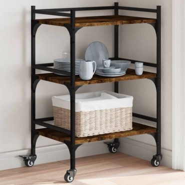 vidaXL Τρόλεϊ Κουζίνας Καπνιστή Δρυς 50x35x75,5cm Επεξεργασμένο Ξύλο 1 τεμ.