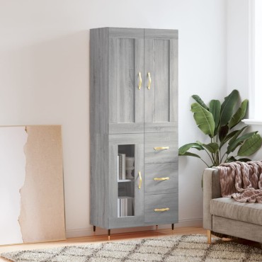 vidaXL Ντουλάπι Γκρι Sonoma 69,5x34x180cm Επεξεργασμένο Ξύλο 1 τεμ.