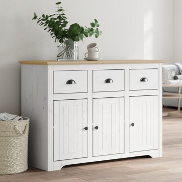 vidaXL Ντουλάπι BODO Λευκό/Καφέ 115,5x44x80cm από Μασίφ Ξύλο Πεύκου 1 τεμ.