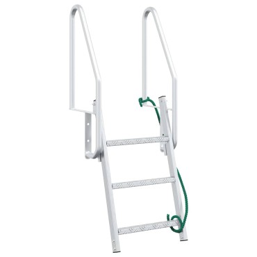 vidaXL 3-Βήμα Σκάλα για Μώλο Ασημί 58 x 77 x 144 εκ Αλουμίνιο