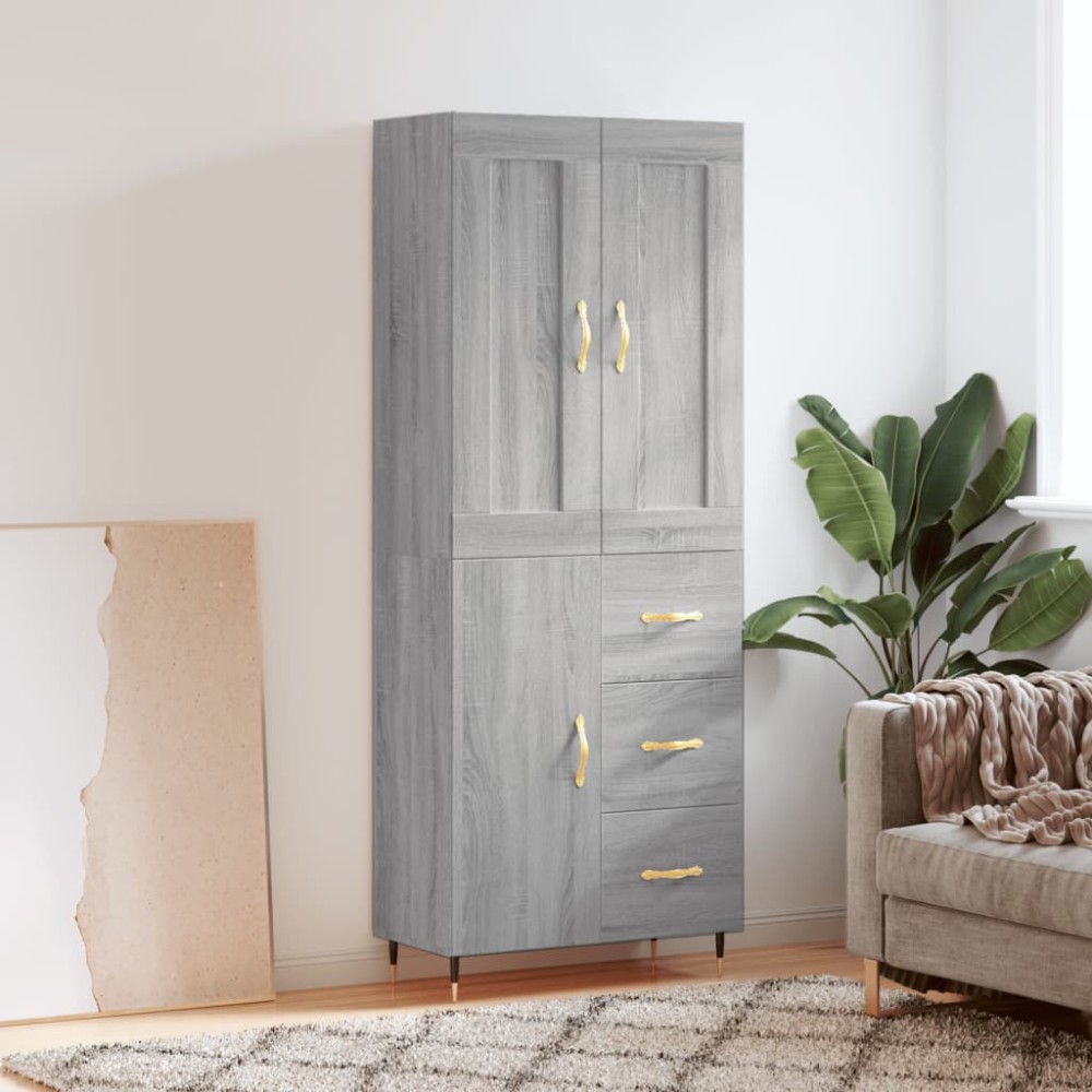 vidaXL Ντουλάπι Γκρι Sonoma 69,5x34x180cm Επεξεργασμένο Ξύλο 1 τεμ.
