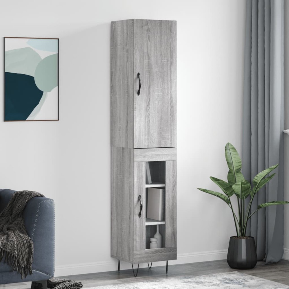 vidaXL Μπουφές Sonoma Γκρι 34,5x34x180cm από Επεξεργασμένο Ξύλο 1 τεμ.