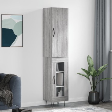 vidaXL Μπουφές Sonoma Γκρι 34,5x34x180cm από Επεξεργασμένο Ξύλο 1 τεμ.
