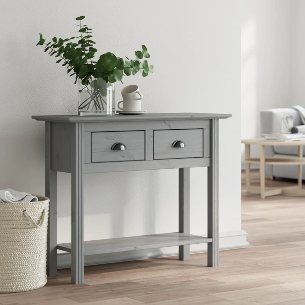 vidaXL Τραπέζι Κονσόλα BODO Γκρι 91x35x74cm Μασίφ Ξύλο Πεύκου 1 τεμ.