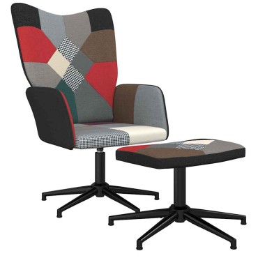 vidaXL Πολυθρόνα Relax Σχέδιο Patchwork Υφασμάτινη με Σκαμπό 62x68x98cm 1 τεμ.