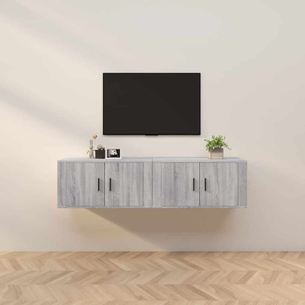 vidaXL Έπιπλα Τηλεόρασης Επιτοίχια 2 τεμ. Γκρι Sonoma 80x34,5x40cm