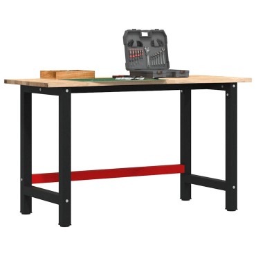 Πάγκος εργασίας vidaXL 140x60x81,5 cm μασίφ ξύλο δρυς
