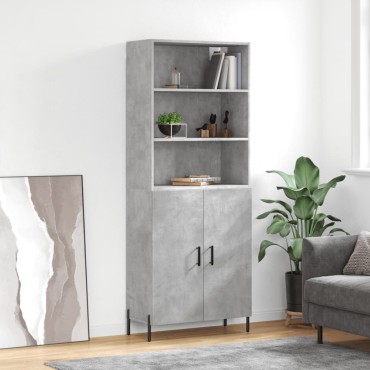 vidaXL Ντουλάπι Γκρι Σκυροδέματος 69,5x34x180cm Επεξεργασμένο Ξύλο 1 τεμ.