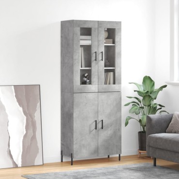 vidaXL Ντουλάπι Γκρι Σκυροδέματος 69,5x34x180cm Επεξεργασμένο Ξύλο 1 τεμ.