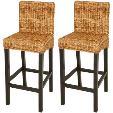 vidaXL Σκαμπό Μπαρ 2 τεμ. Καφέ από Άμπακα 45x44x111cm