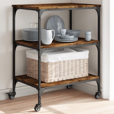 vidaXL Τρόλεϊ Κουζίνας Καπνιστή Δρυς 60x41x76cm Επεξεργασμένο Ξύλο 1 τεμ.