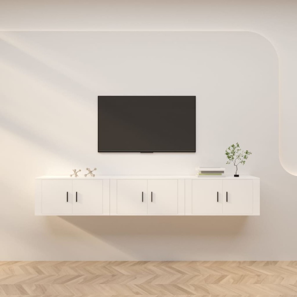 vidaXL Έπιπλα Τηλεόρασης Επιτοίχια 3 τεμ. Λευκά 80x34,5x40cm