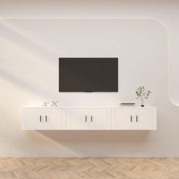 vidaXL Έπιπλα Τηλεόρασης Επιτοίχια 3 τεμ. Λευκά 80x34,5x40cm