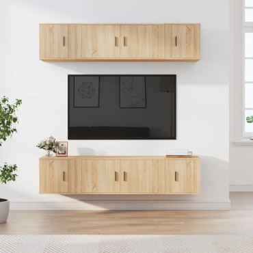 vidaXL Σετ Επίπλων Τηλεόρασης 6 Τεμαχίων Sonoma Δρυς Επεξ. Ξύλο