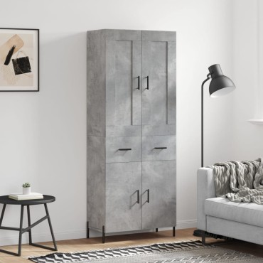 vidaXL Ντουλάπι Γκρι Σκυροδέματος 69,5x34x180cm Επεξεργασμένο Ξύλο 1 τεμ.
