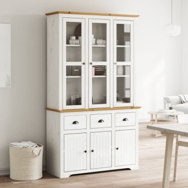 vidaXL Ντουλάπι BODO Λευκό/Καφέ 115,5x43x200,5cm Μασίφ Ξύλο Πεύκου 1 τεμ.