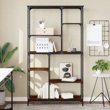 vidaXL Βιβλιοθήκη Καπν. Δρυς 99x35,5x176cm Επεξεργ. Ξύλο/Ατσάλι 1 τεμ.