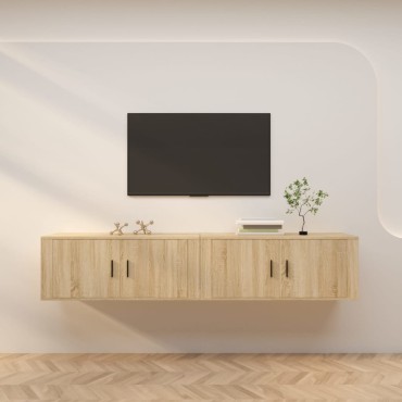 vidaXL Έπιπλα Τηλεόρασης Επιτοίχια 2 τεμ. Sonoma Δρυς 100x34,5x40 εκ