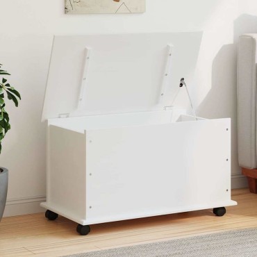 vidaXL Μπαούλο με Ρόδες ALTA Λευκό 73x39,5x43cm Μασίφ Ξύλο Πεύκου 1 τεμ.