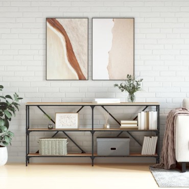 vidaXL Τραπέζι Κονσόλα Sonoma Δρυς 160x30x75cm Επεξ. Ξύλο/Σίδηρος 1 τεμ.