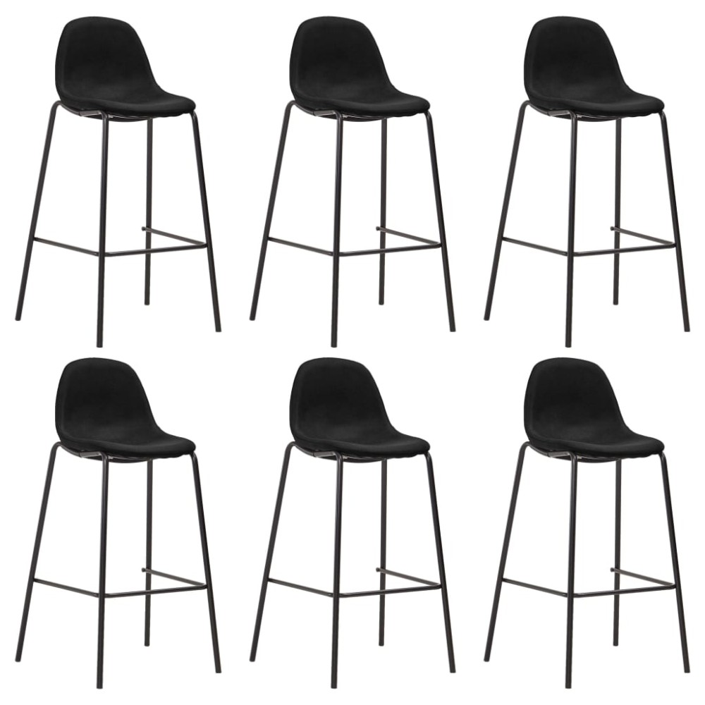 vidaXL Καρέκλες Μπαρ 6 τεμ. Μαύρες Υφασμάτινες 51x49x99cm