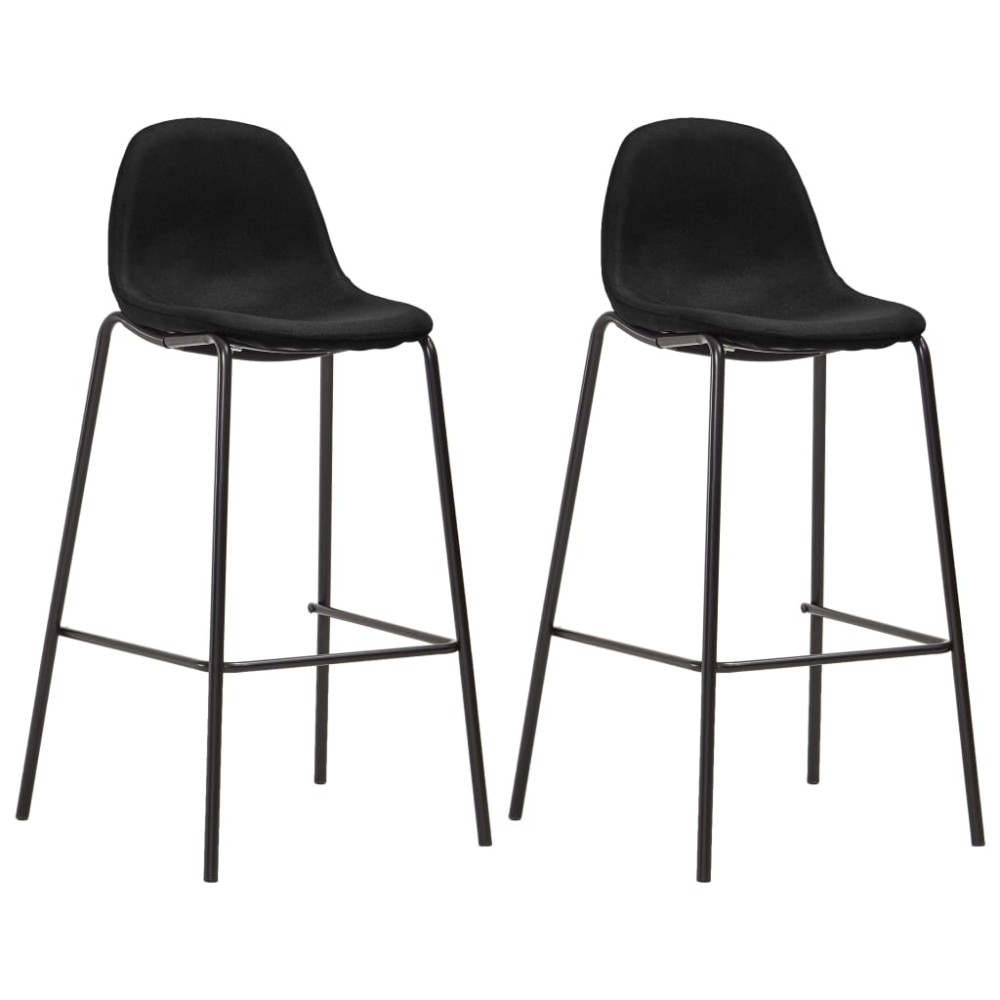 vidaXL Καρέκλες Μπαρ 2 τεμ. Μαύρες Υφασμάτινες 51x49x99cm