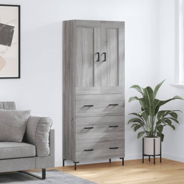 vidaXL Ντουλάπι Γκρι Sonoma 69,5x34x180cm Επεξεργασμένο Ξύλο 1 τεμ.