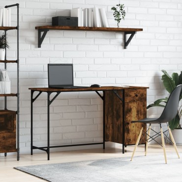 vidaXL Γραφείο Υπολογιστή Καπνιστή Δρυς 131x48x75cm από Επεξεργ. Ξύλο 1 τεμ.