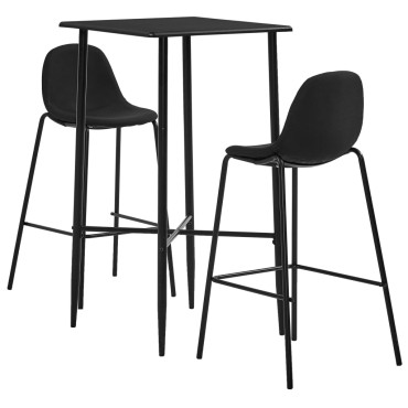 vidaXL Σετ Επίπλων Μπαρ 3 τεμ. Μαύρο Υφασμάτινο 60x60x111cm