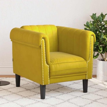 vidaXL Πολυθρόνα Κίτρινη Βελούδινη 80x77x74cm 1 τεμ. Γωνιακός