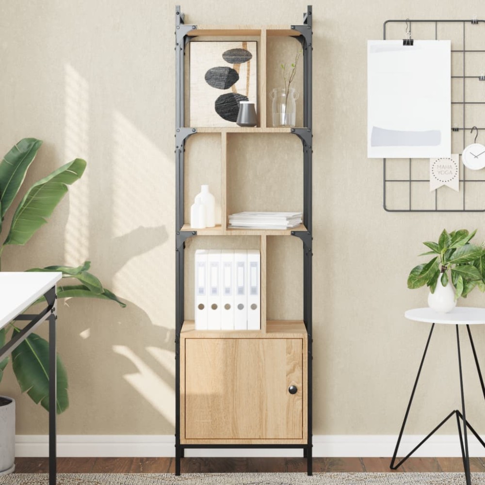 vidaXL Βιβλιοθήκη με Πόρτα Sonoma Δρυς 44,5x30x154,5cm Επεξ. Ξύλο 1 τεμ.