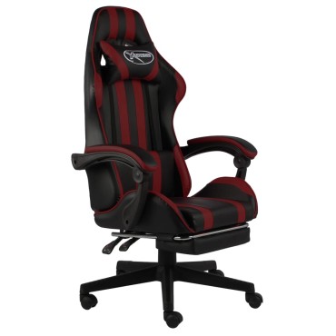 vidaXL Καρέκλα Racing με Υποπόδιο Μαύρο / Μπορντό από Συνθετικό Δέρμα 35x41cm 1 τεμ.