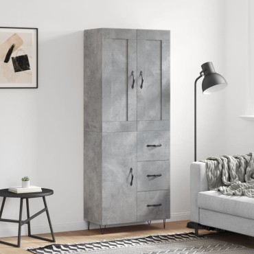 vidaXL Ντουλάπι Γκρι Σκυροδέματος 69,5x34x180cm Επεξεργασμένο Ξύλο 1 τεμ.