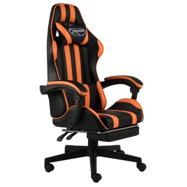 vidaXL Καρέκλα Racing με Υποπόδιο Μαύρο / Πορτοκαλί Συνθετικό Δέρμα 35x41cm 1 τεμ.