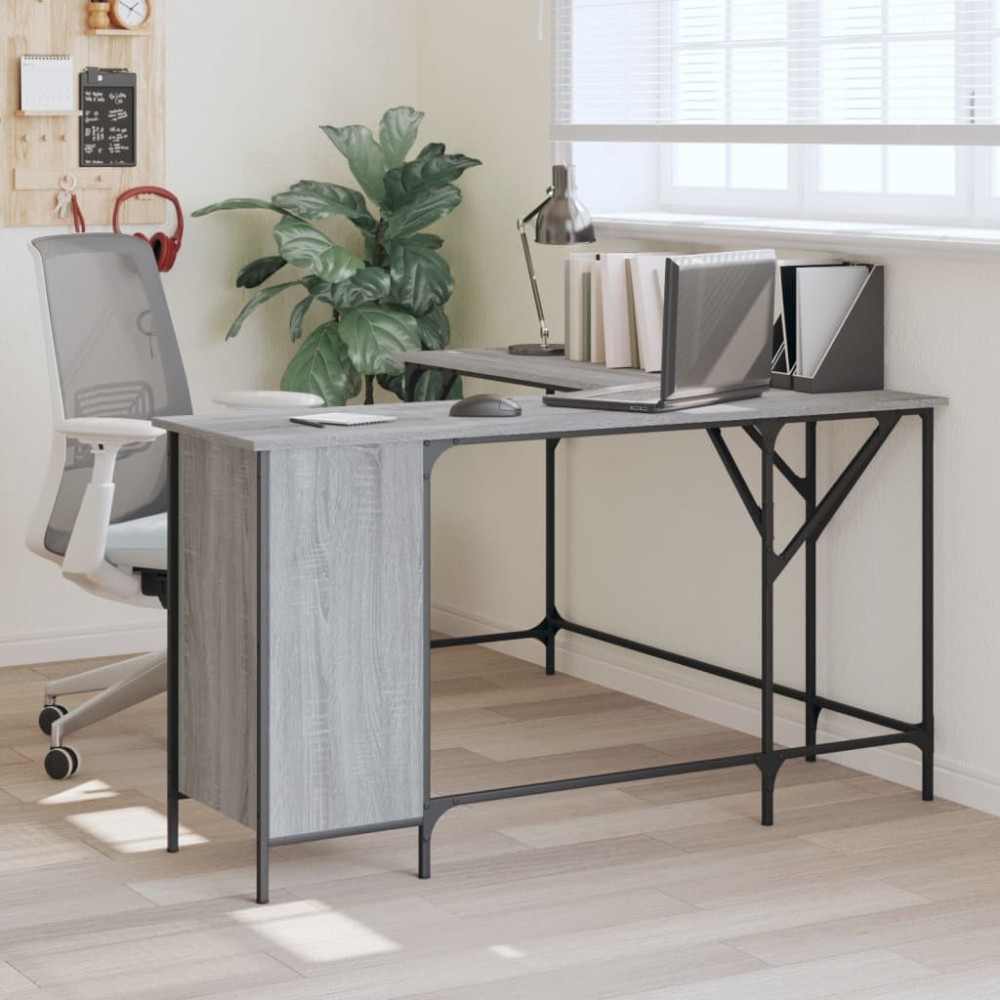 vidaXL Γραφείο Γκρι Sonoma 141x141x75cm από Επεξεργασμένο Ξύλο 1 τεμ.