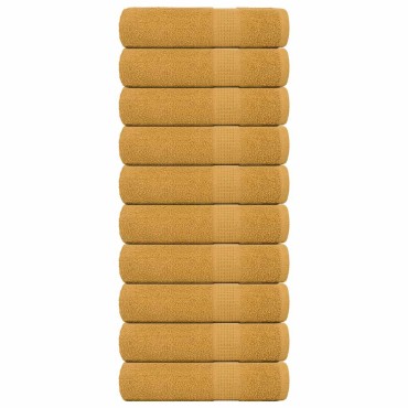 vidaXL Χειροπετσέτες FROGN 10 τεμ. Χρυσές 50x100 εκ. 360 γρ./μ²