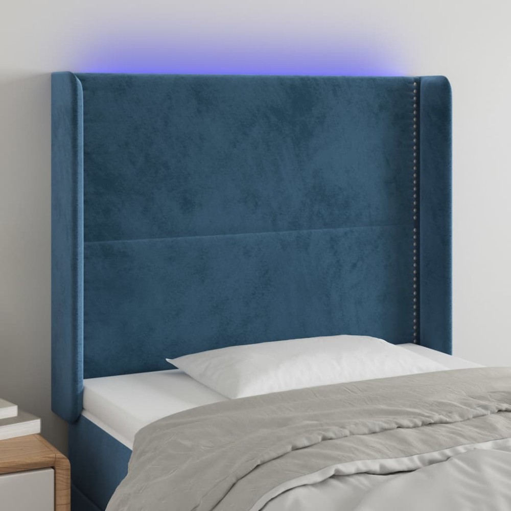 vidaXL Κεφαλάρι Κρεβατιού LED Σκούρο Μπλε 103x16x118/128cm Βελούδινο 1 τεμ. vidaXL Κεφαλάρι Κρεβατιού LED Σκούρο Μπλε 103x16x118/128cm Βελούδινο 1 τεμ.