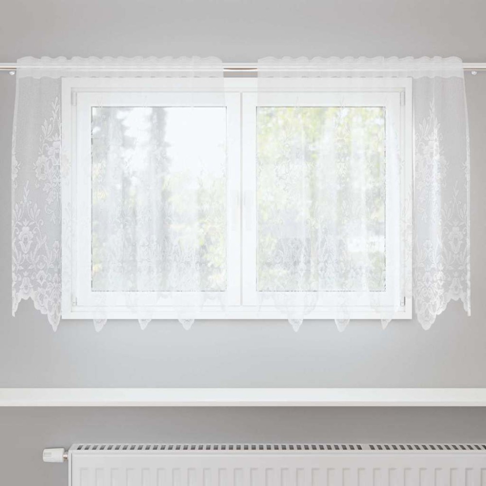 vidaXL Κουρτίνα Δαντέλας με κουρτίνες Λευκό 100x150cm Πολυεστέρας