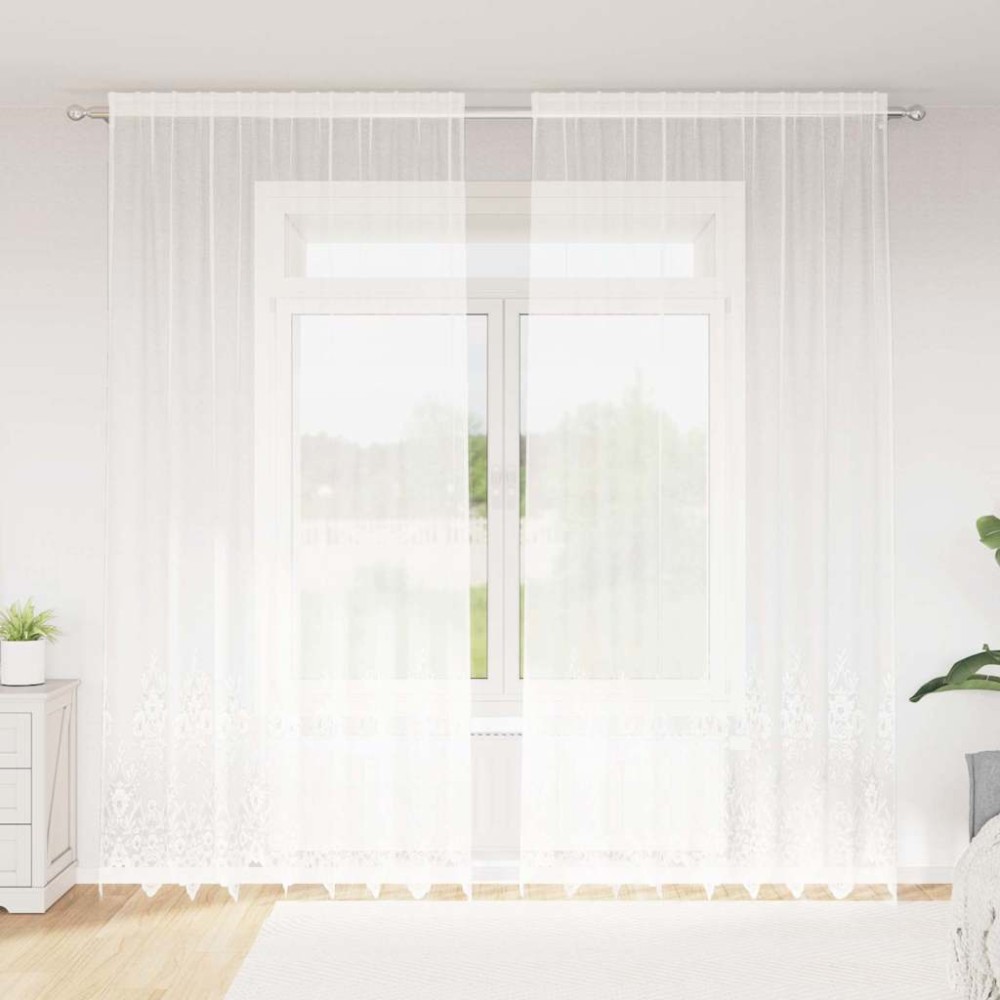 vidaXL Κουρτίνα Δαντέλας Λευκό 280x200cm Πολυεστέρας
