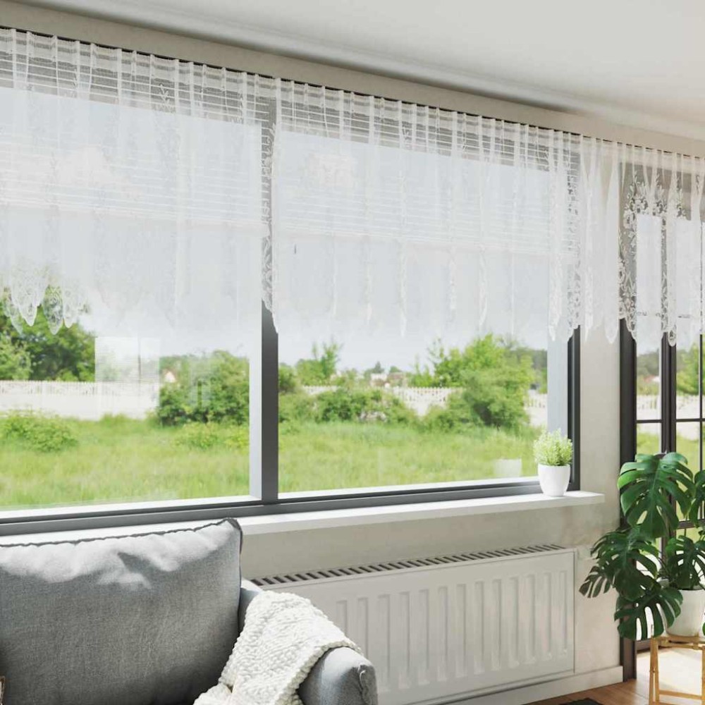 vidaXL Κουρτίνα Δαντέλας με κουρτίνες Λευκό 80x400cm Πολυεστέρας