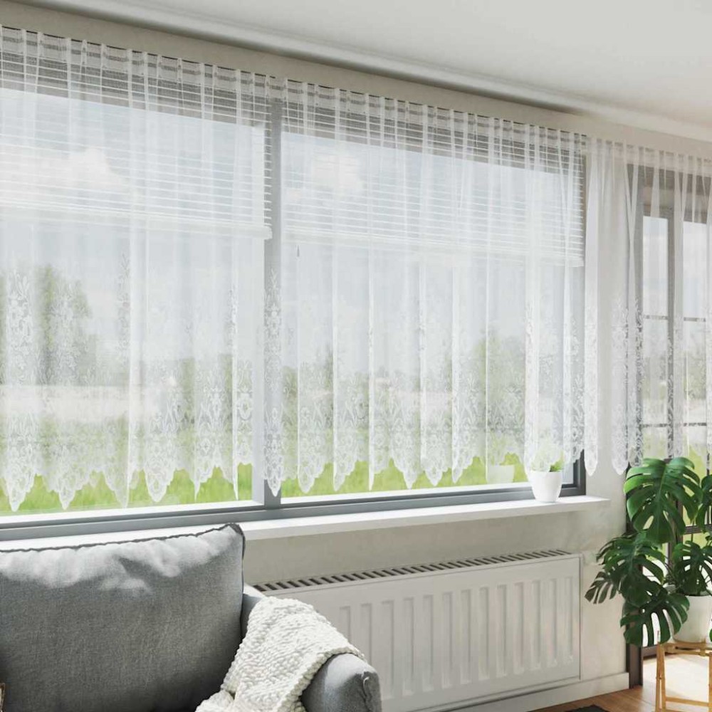vidaXL Κουρτίνα Δαντέλας Λευκό 140x600cm Πολυεστέρας